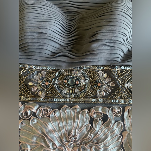 Sue Wong Nocturne Strapless Beaded Dress Pewter Silver Cocktail Size 2 - Picture 11 of 13